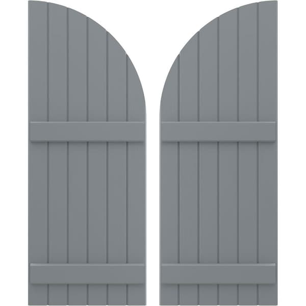 Ekena Millwork Americraft 6-Board (2 Batten) Wood Joined Board-n-Batten Shutters w/ Arch Top, ARW101BQ621X77CHH, PR ARW101BQ621X77CHH - main